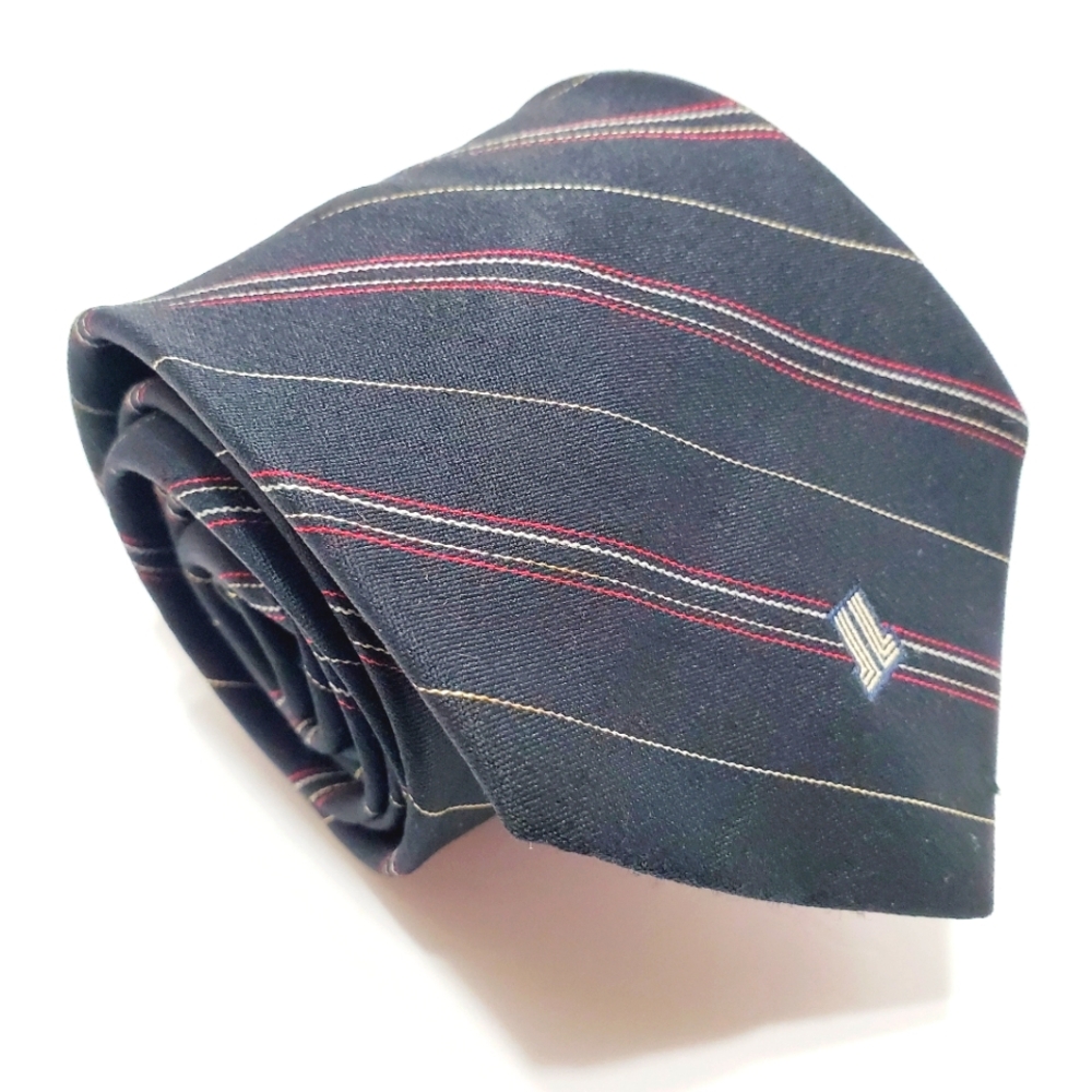 Lanvin Necktie Black Stripe Pattern Men's Vintage Neck Tie 53x3.25" Short Tie